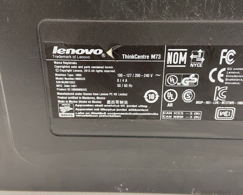 Lenovo ThinkCentre M73 MT Intel Core i5-4570 3.2GHz 4GB RAM No HDD No OS