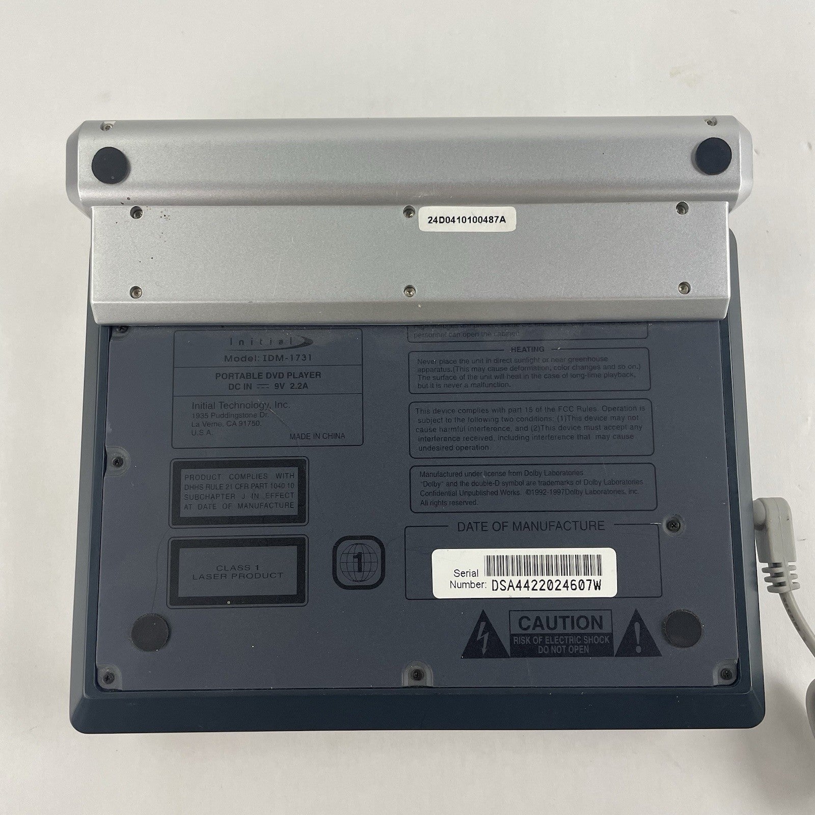 Initial IDM-1731 Portable DVD Player (7") Tested with AC Adapter11