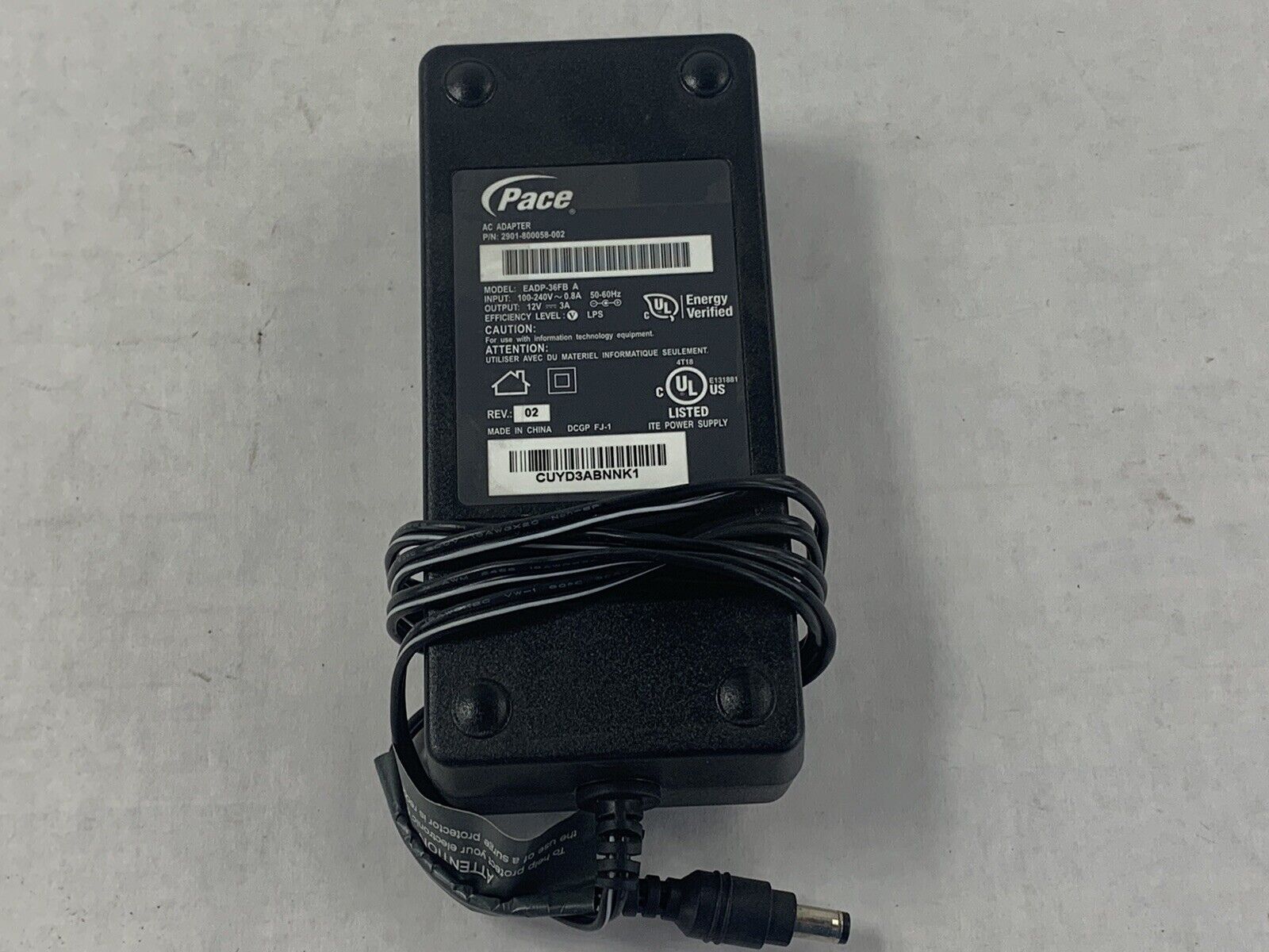 Pace EADP-36FB OEM AC/DC Adapter Power Supply Cord TZ400 TZ300 TZ210 TZ205 TZ105