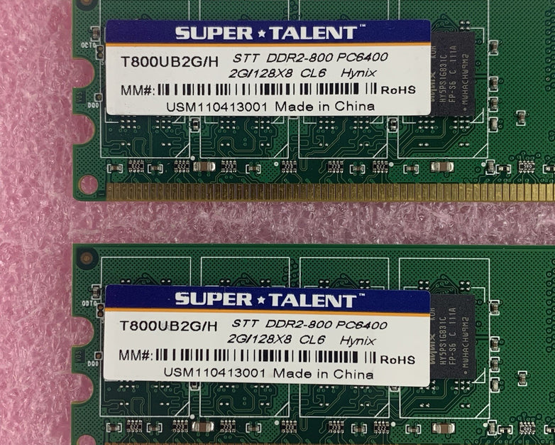 Super Talent T800UB2G/H STT DDR2-800 PC6400 4x2 GB Sticks Memory Ram Lot of 4x