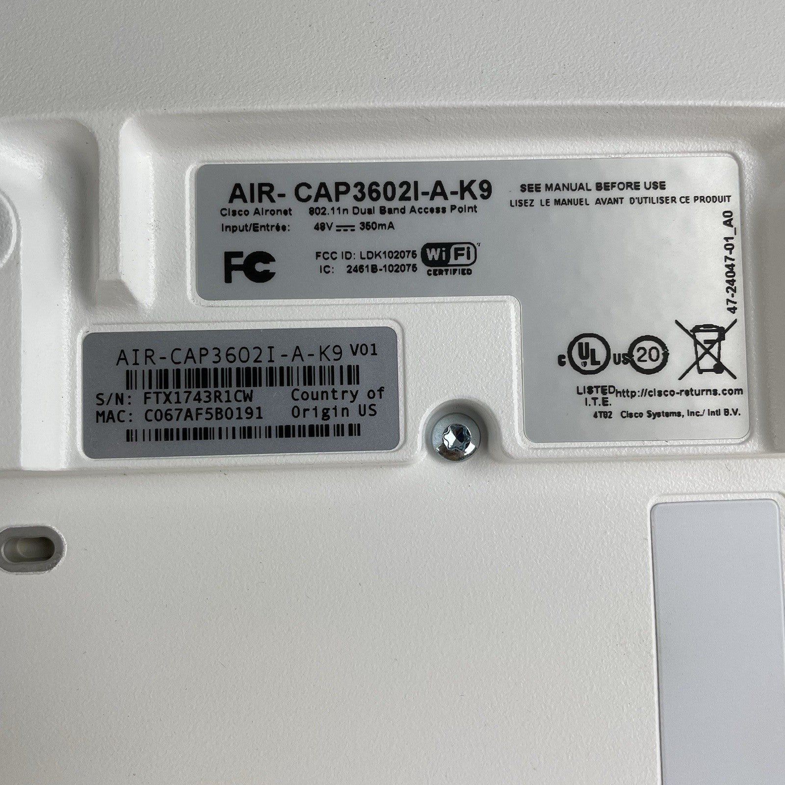 Cisco AIR-CAP3702I-A-K9 Wireless Access Point Lot of 10