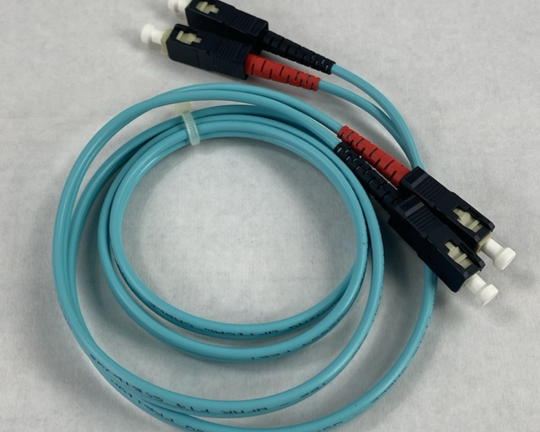 1M SC-SC MM DUP Aqua 10 Gig 50 um Fiber Patch Cable Lot of 4
