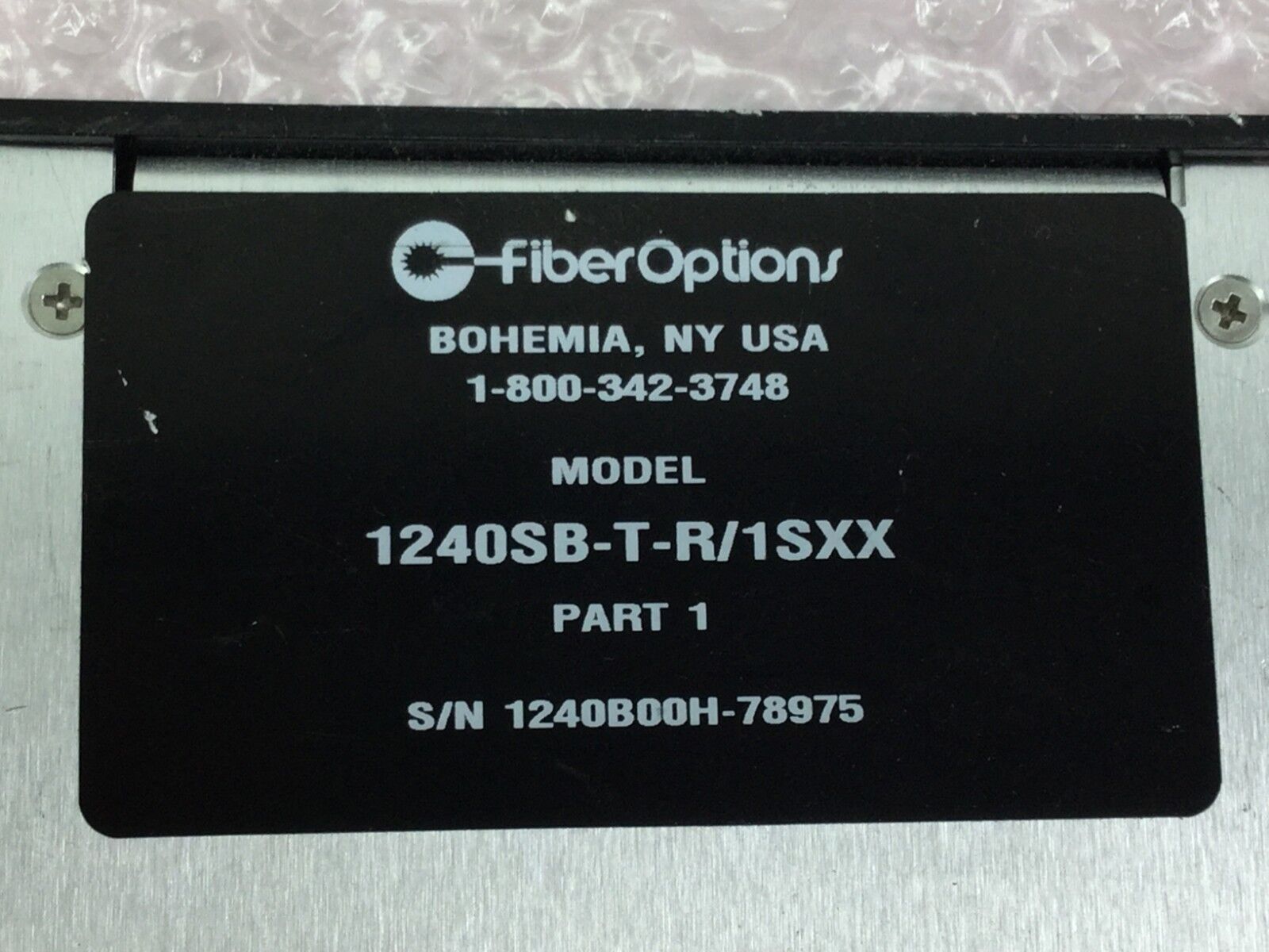 Fiber Options Fiber Optic TX  1240SB-T-R/1SXX   Part 1  Untested