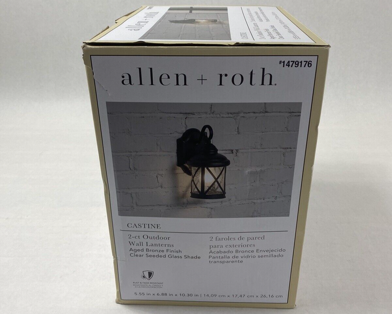 Allen Roth Outdoor Wall Lanterns #1479176 Aged Bronze Finish 2-Ct