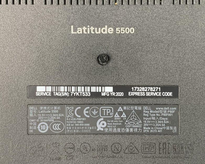 Dell Latitude 5500 15.6" Laptop i5-8365U 1.6 GHz 8 GB RAM No OS/SSD/AC