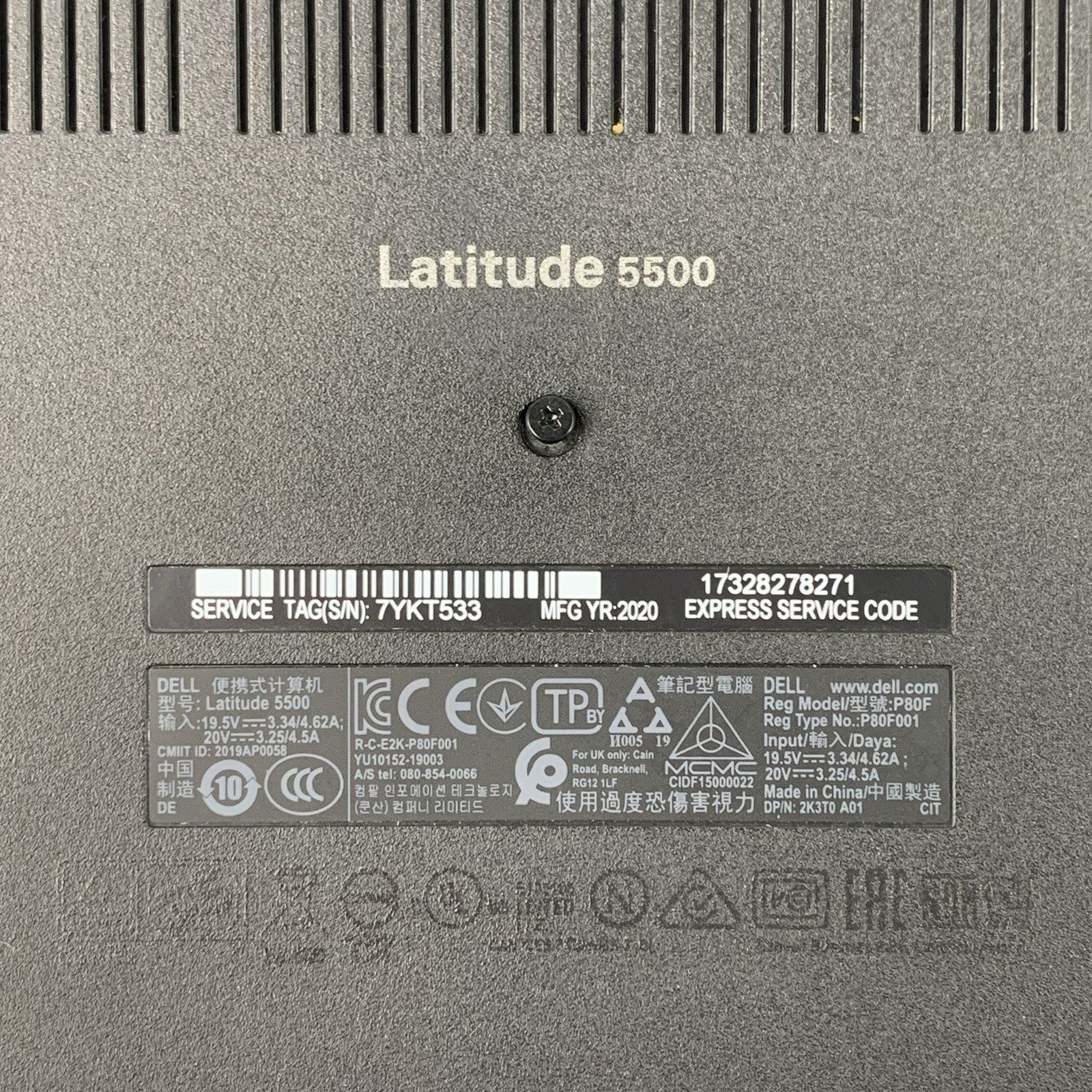 Dell Latitude 5500 15.6" Laptop i5-8365U 1.6 GHz 8 GB RAM No OS/SSD/AC10