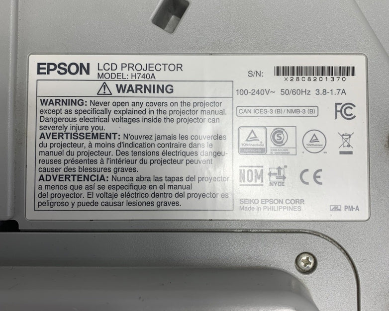 Epson PowerLite 695Wi H740A LCD Lamp Projector 3941 Lamp Hours - No Remote