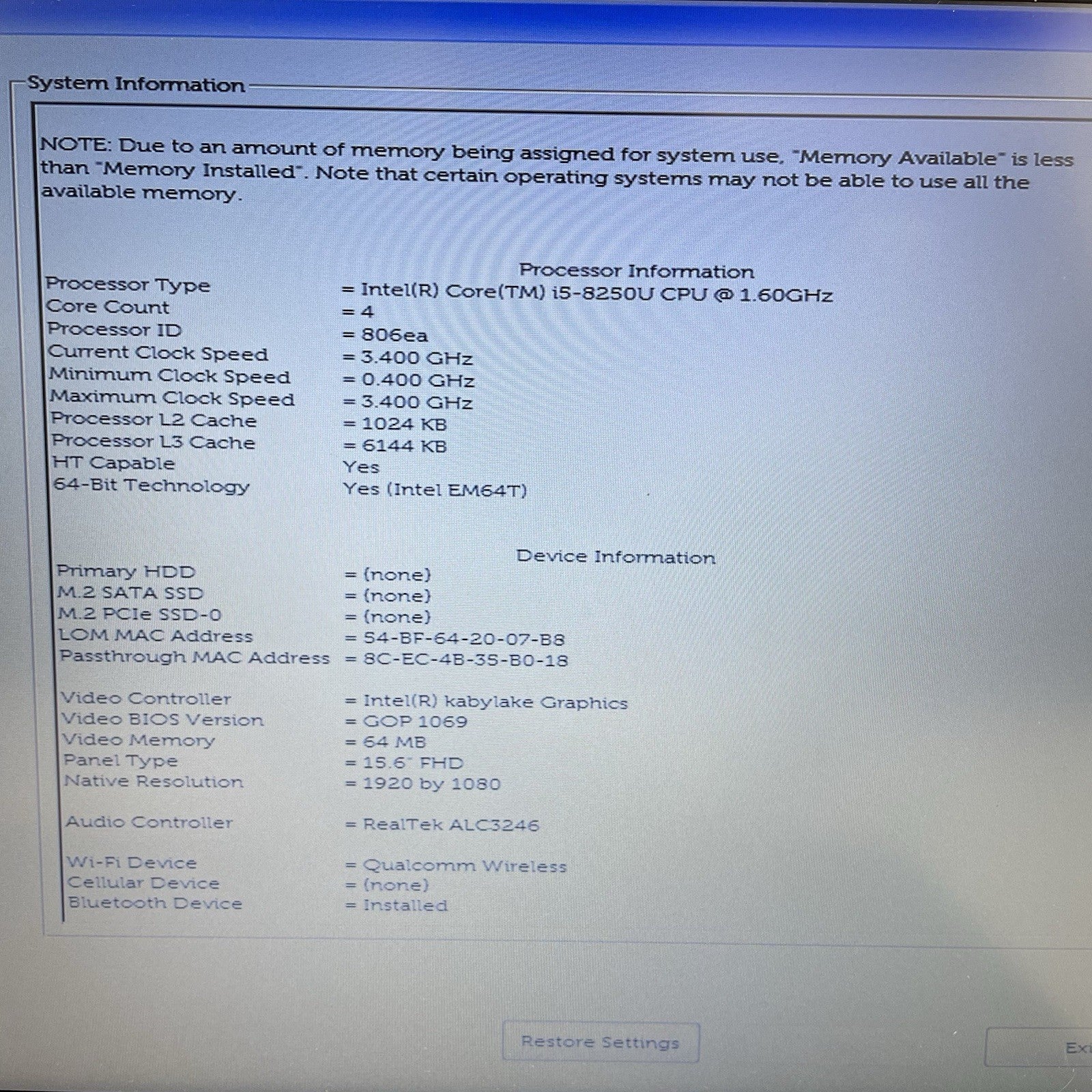 Dell Latitude 3590 15.6" i5-8250U 1.60 GHz 8 GB RAM No SSD No OS - Bad Corner3