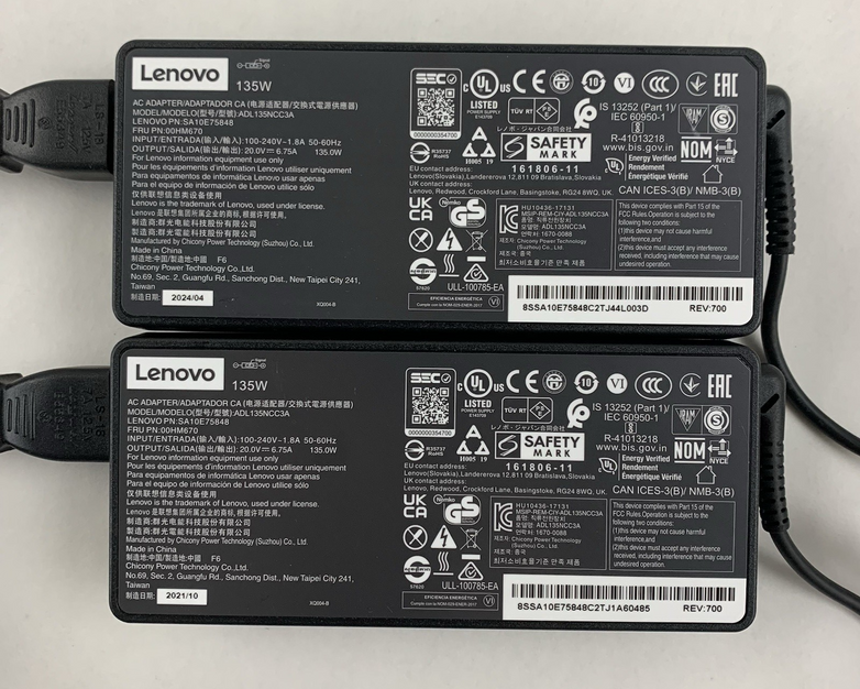 Lenovo ADL135NCC3A SA10E75848 135W 20V AC Adapter Square Slim Tip Lot of 2x