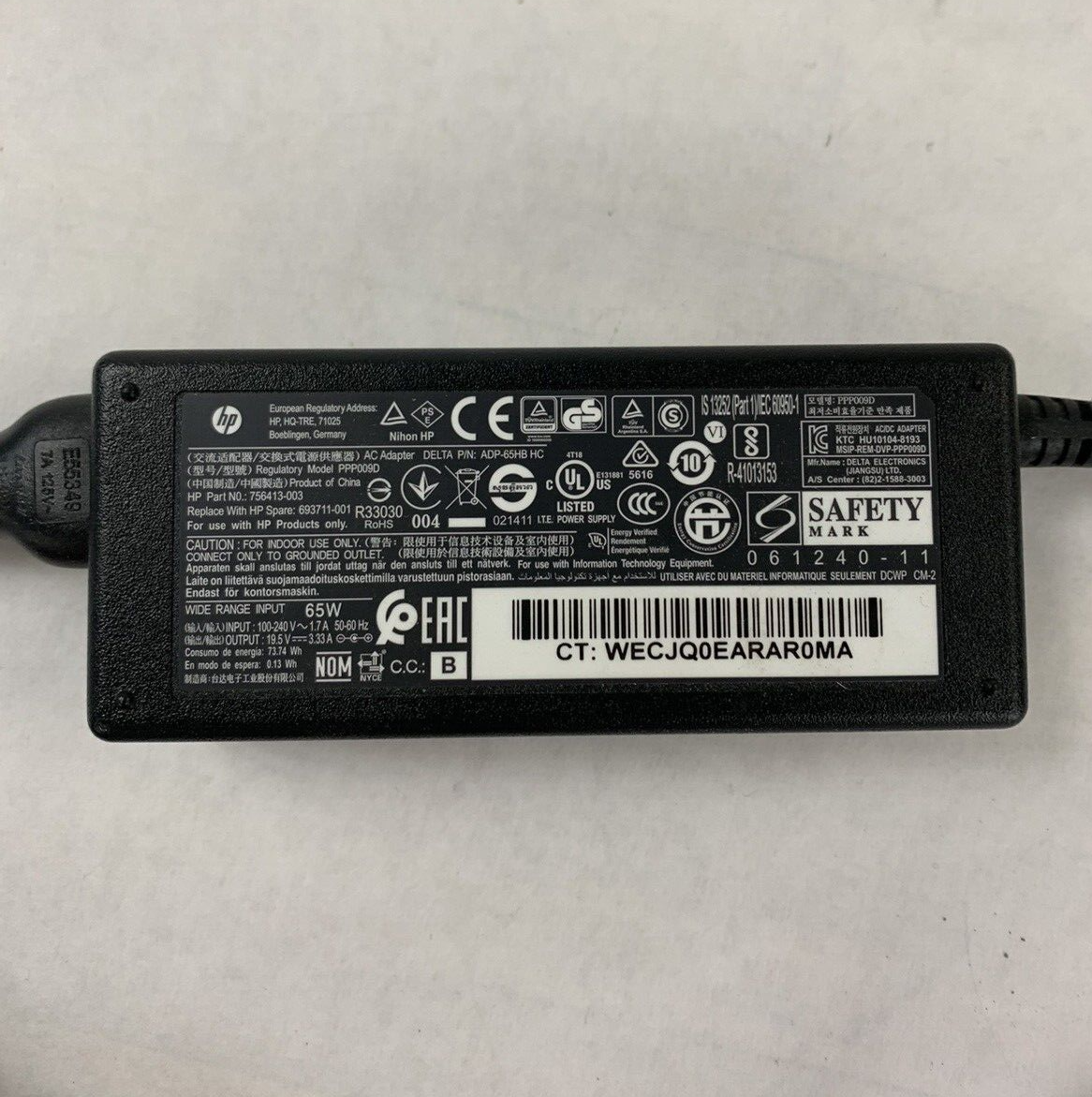 Lot of 2 HP PPP009D 65w 19.5v 3.3a Laptop Charger AC Adapter