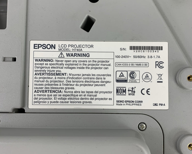 Epson PowerLite 695Wi H740A LCD Lamp Projector 1132 Lamp Hours - No Remote