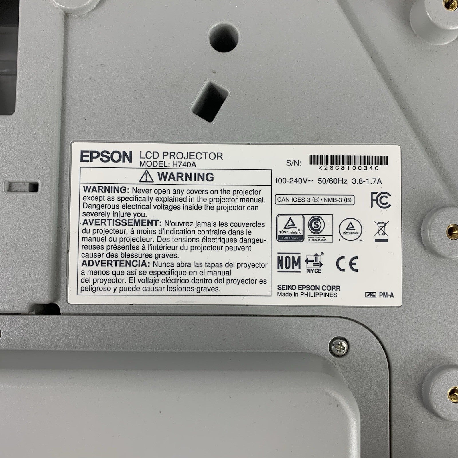 Epson PowerLite 695Wi H740A LCD Lamp Projector 1132 Lamp Hours - No Remote7