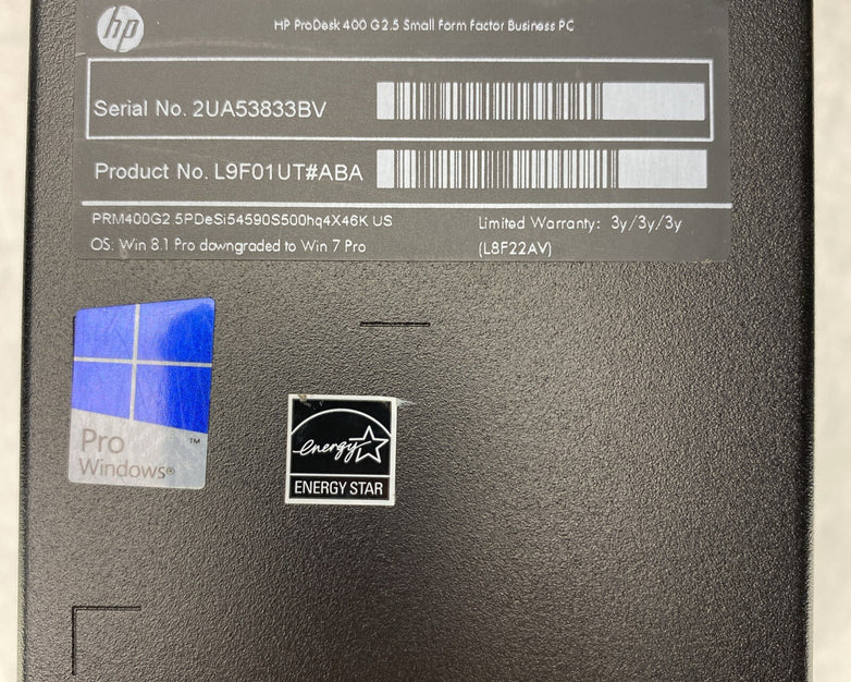 HP ProDesk 400 G2.5 SFF Intel Core i5-4590s 3.0GHz 8GB RAM DVDRW No HDD No OS
