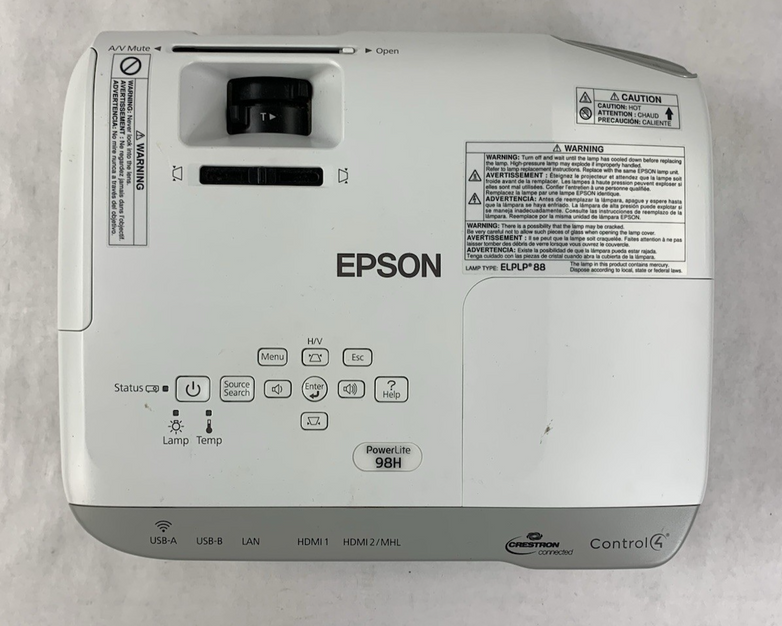 Epson PowerLite 98H H687A LCD Lamp Projector 1738 Lamp Hours - No Remote