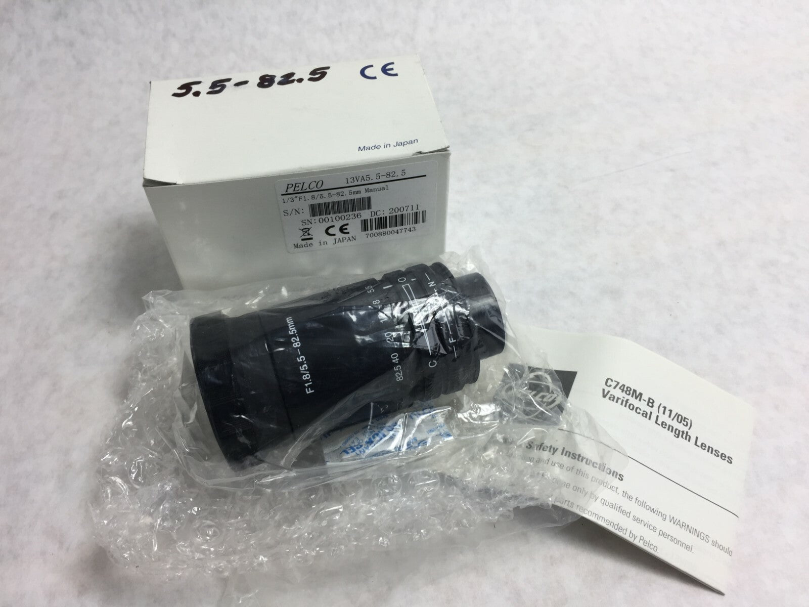 PELCO F1.8/5.5-82.5mm  Security Camera Lens  NIB
