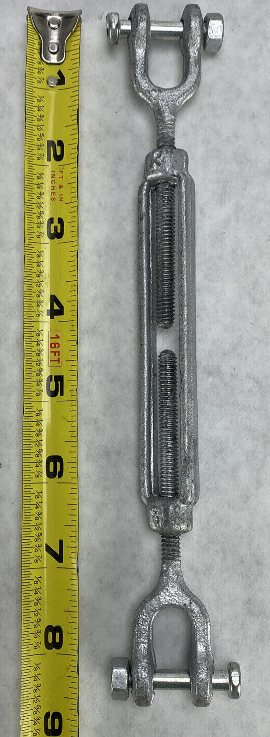Galvanized Jaw and Jaw 3/8" Turnbuckle 8.5" to 12" (Lot of 4)