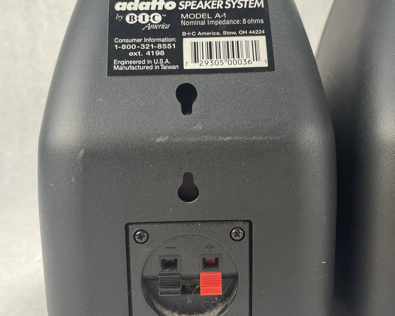 BIC ADATTO A-1, 8 OHM Speaker Pair Tested Broken Plastic on Speaker Input