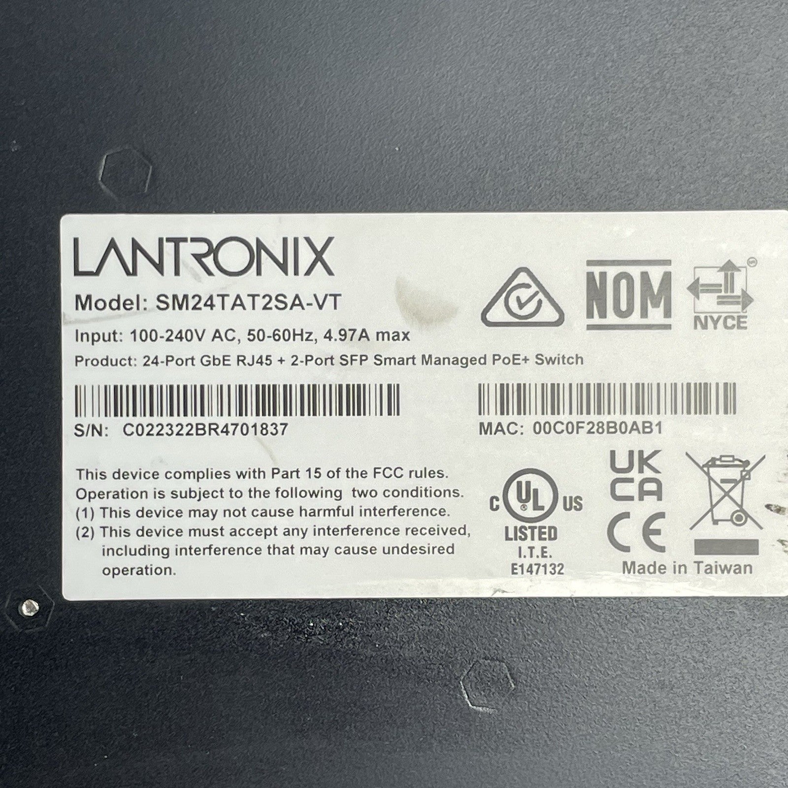 Lantronix SM24TAT2SA-VT 24-Port Managed Gigabit Ethernet PoE+ Tested & Reset13