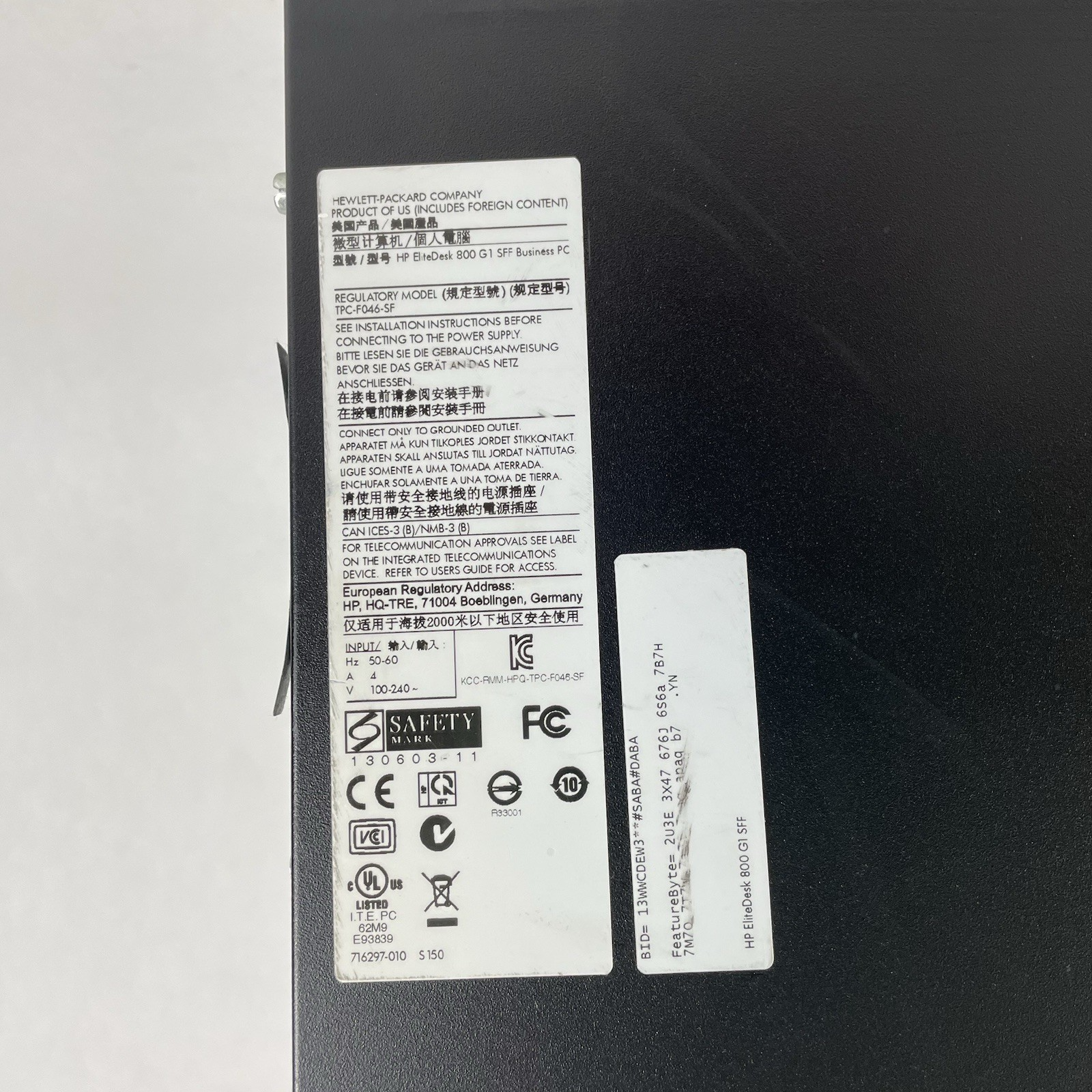 HP EliteDesk 800 G1 SFF i5-4570 3.20 GHz 8 GB RAM No HDD/OS4