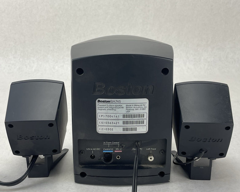 Boston Acoustics BA745 Computer Speaker System Sub & 2 Satellites Tested