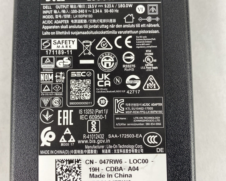 Dell LA180PM180 180W AC/DC Adapter Lot of 2