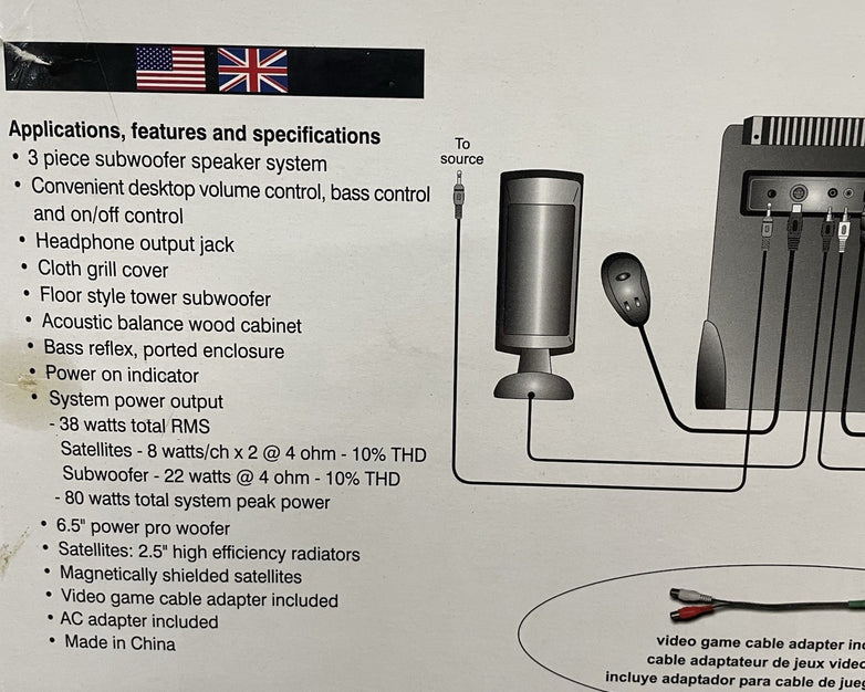Acoustic Authority A-3640 Speakers Subwoofer Wired Remote Controller
