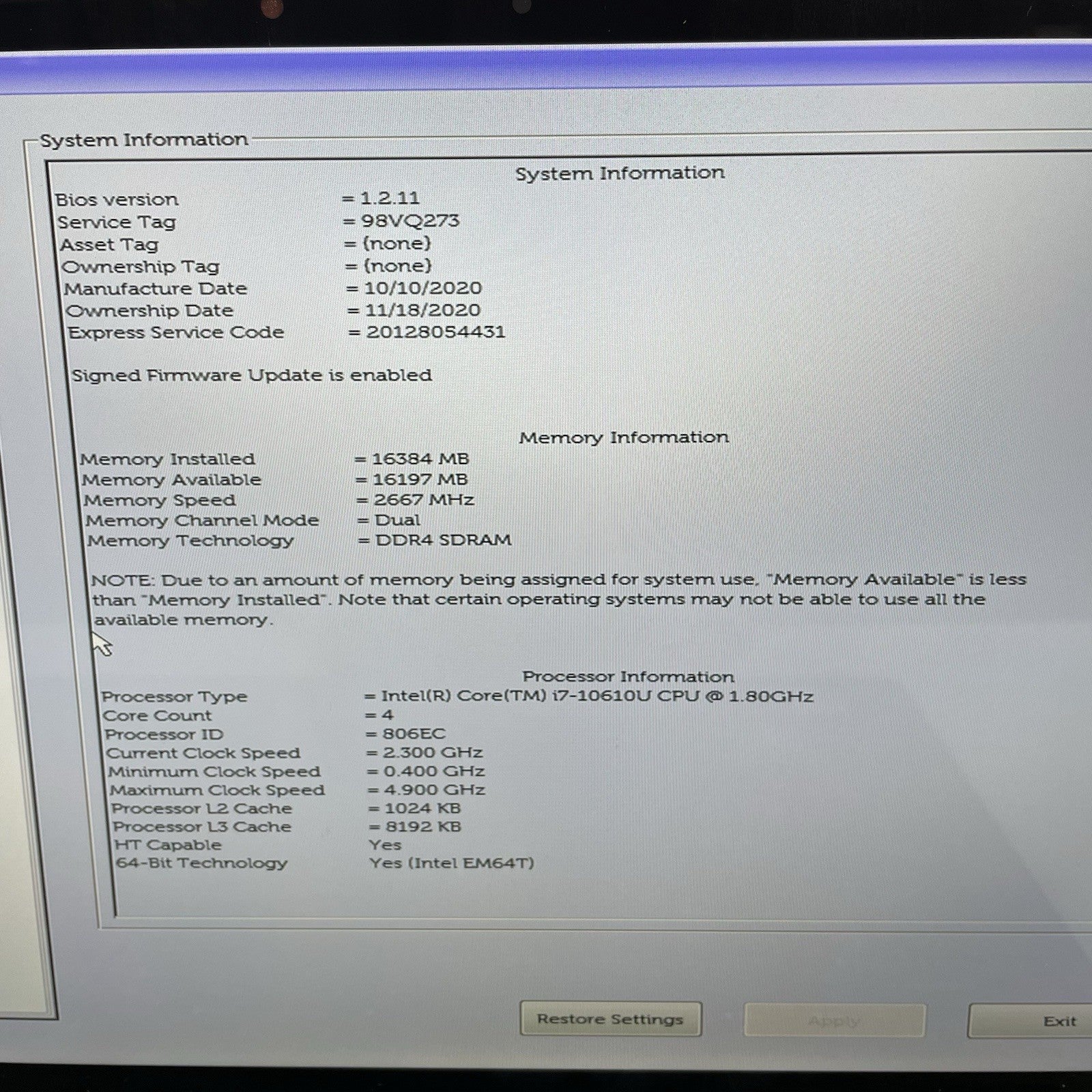 Dell Latitude 7410 14" i7-10610U 1.80 GHz 16 GB RAM No SSD/OS/AC/Batt- Scratches2