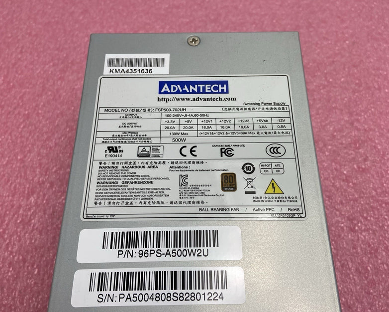 Advantech FSP500-702UH 80 Plus Bronze 500W Power Supply