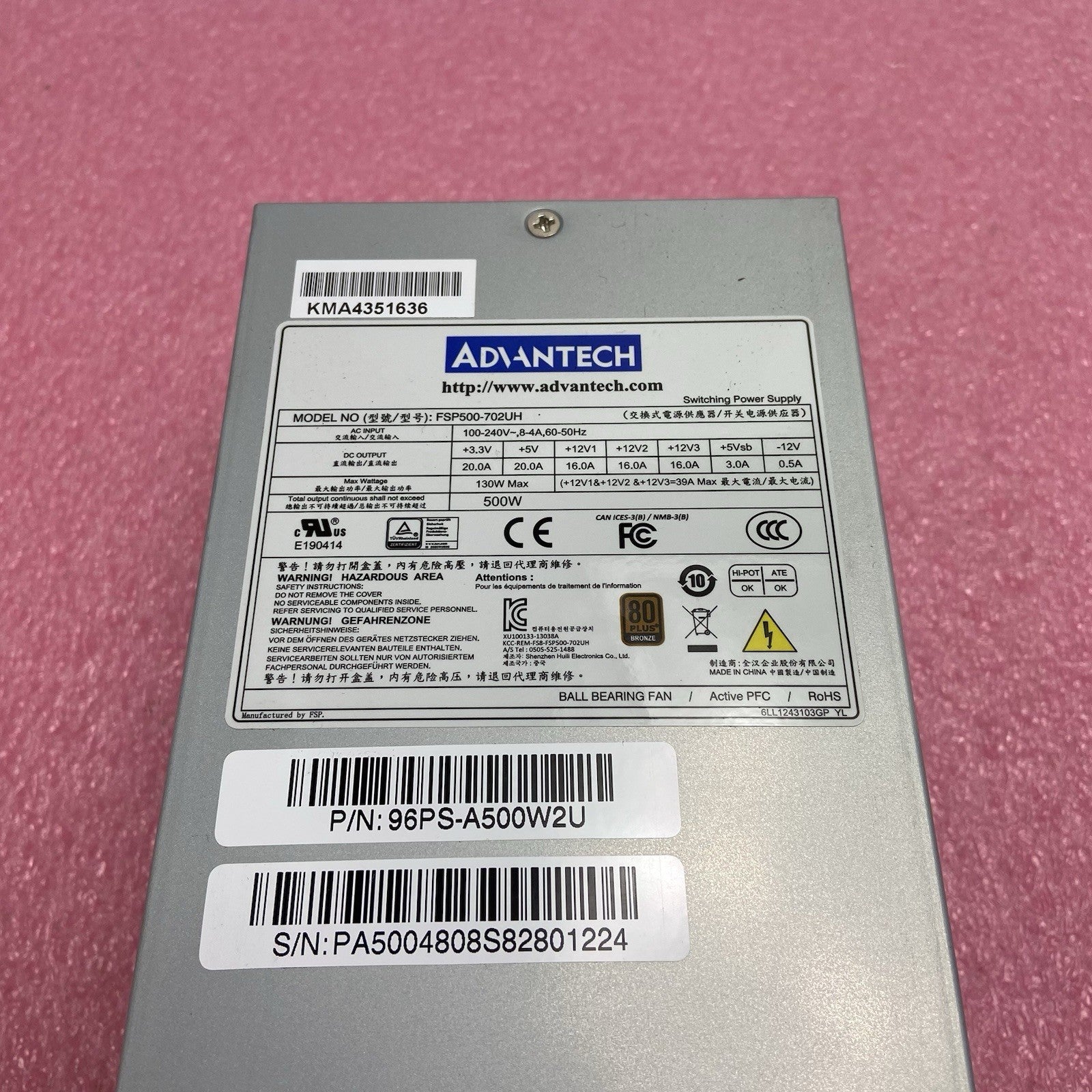 Advantech FSP500-702UH 80 Plus Bronze 500W Power Supply5