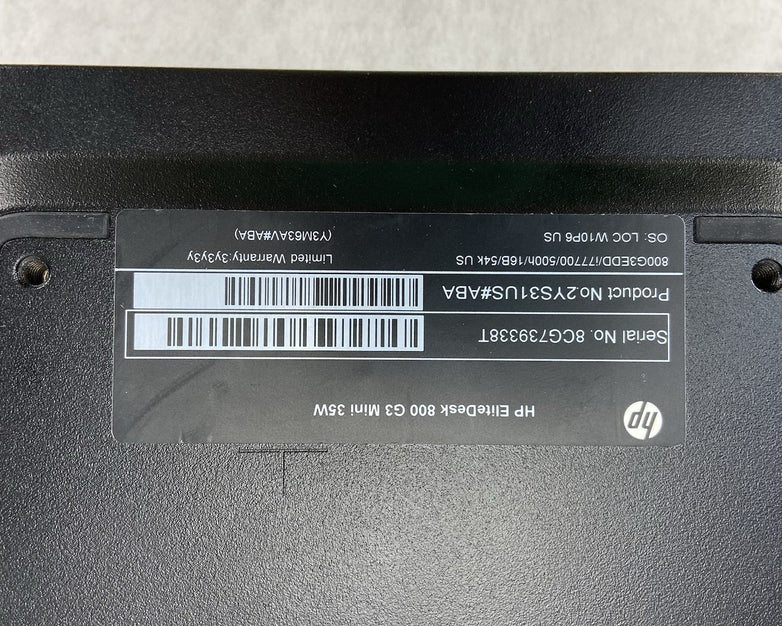 HP EliteDesk 800 G3 Micro Intel Core i7-7700T 2.4GHz 16GB RAM No HDDOSAC
