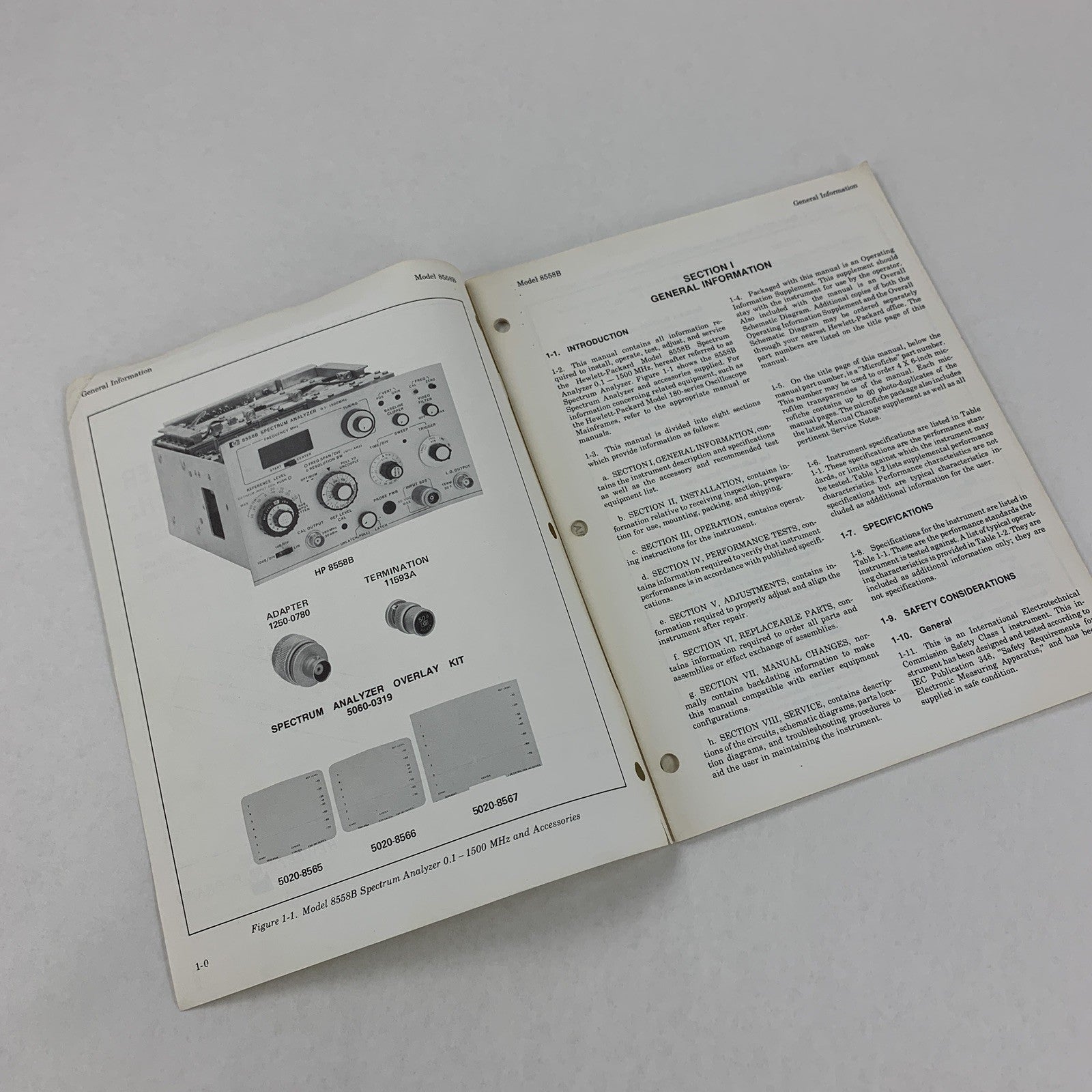 Hewlett Packard 8558B Spectrum Analyzer Operating Information 08558-90016