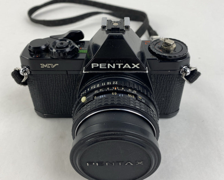 Pentax MV 35MM Film Camera w/ SMC Pentax-M 1:2 50 mm Lens - Untested for Parts