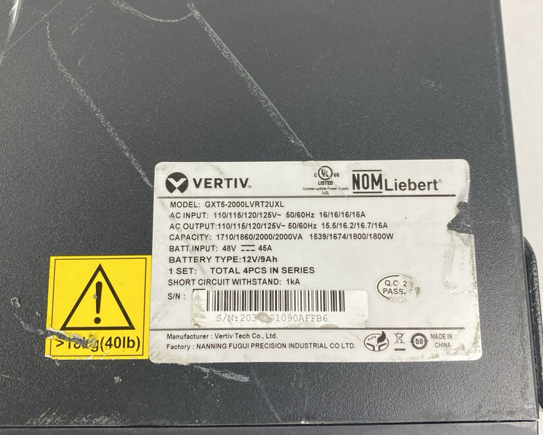 Vertiv Liebert GXT5-2000LVRT24XL 1800W Battery Backups UPS Tested - No Batteries