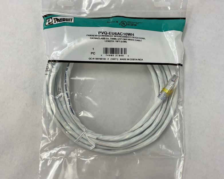 Enhanced Patch Cord CAT 6A PVQ- EU6AC10WH Panview IQ 10FT - Lot of 3
