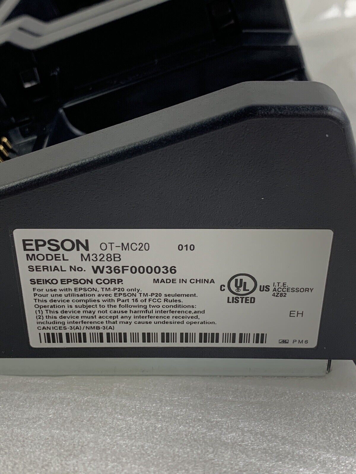 Epson OT-MC20 M328B Printer Charging Stand New Box Opened