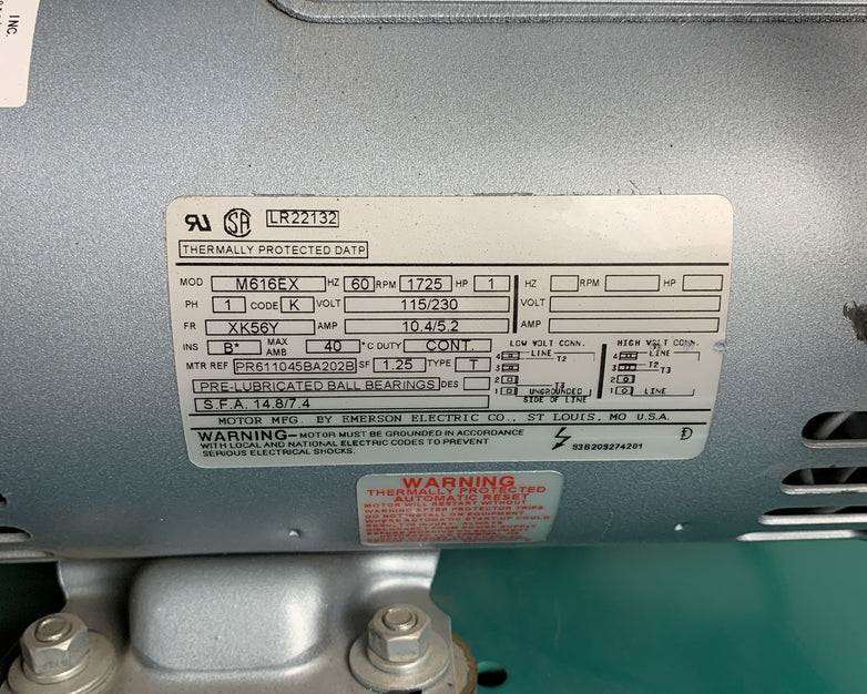 ADP Apollo A0C0S22D Dental Air Compressor Unit Oil Lubricated 1HP 230V