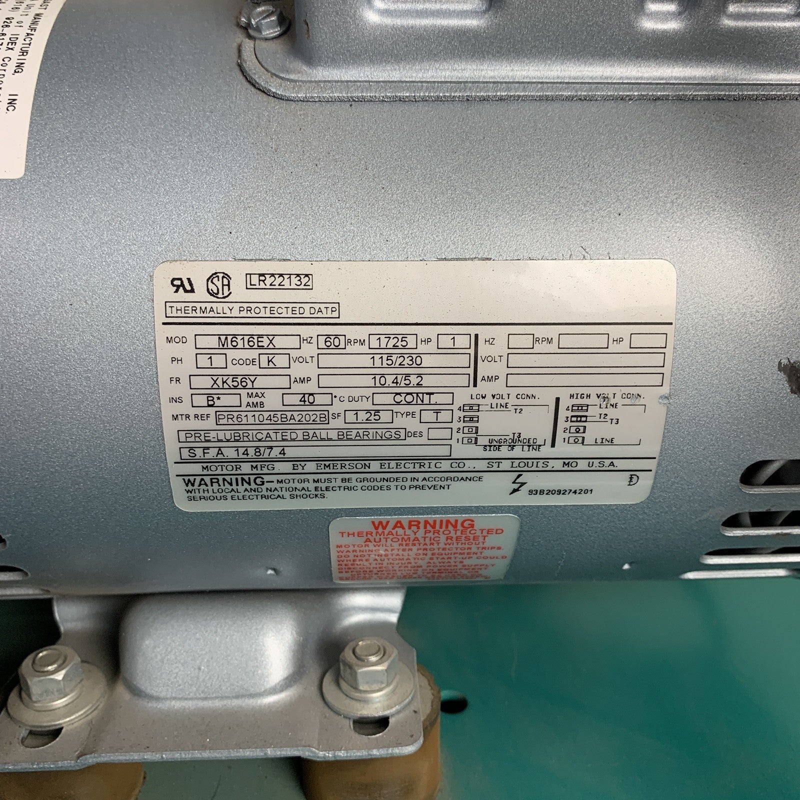 ADP Apollo A0C0S22D Dental Air Compressor Unit Oil Lubricated 1HP 230V