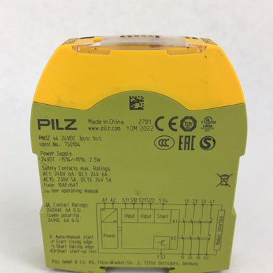 PILZ PNOZ s4 24VDC 3 n/o 1 n/c 750104 Untested