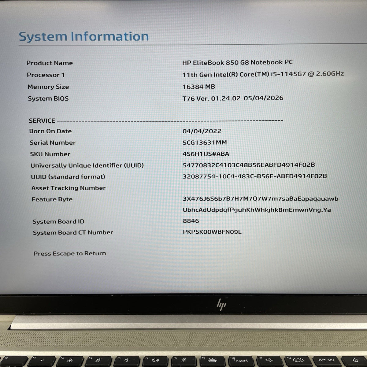HP EliteBook 850 G8 15.6" i5-1145G7 2.60 GHz 16 GB RAM No SSD/OS/AC/Batt-Rubber3
