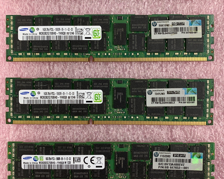 Samsung M393B2G70BH0-YH9Q8 16GB 2RX4 PC3L-10600R Server Ram Lot of 10