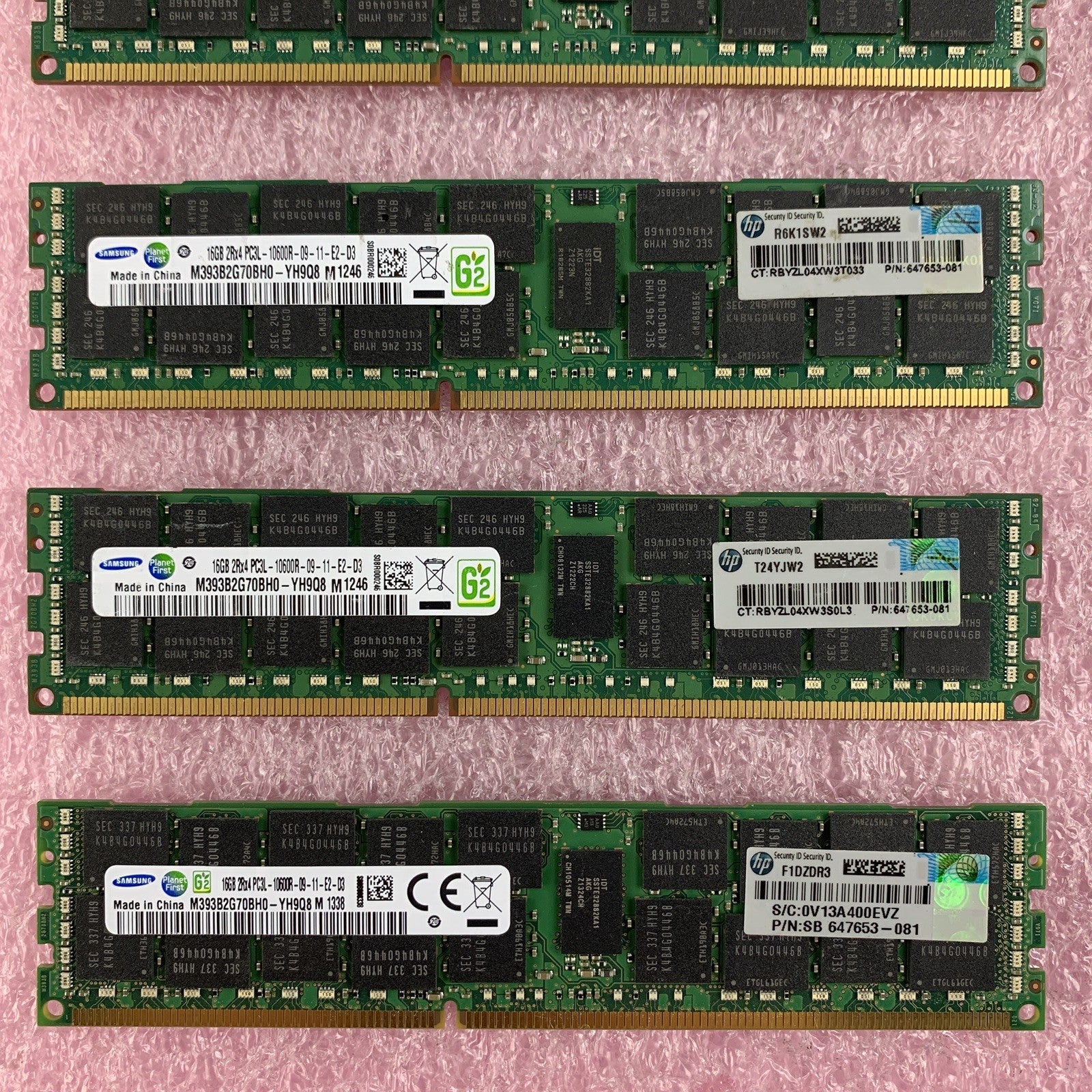 Samsung M393B2G70BH0-YH9Q8 16GB 2RX4 PC3L-10600R Server Ram Lot of 10