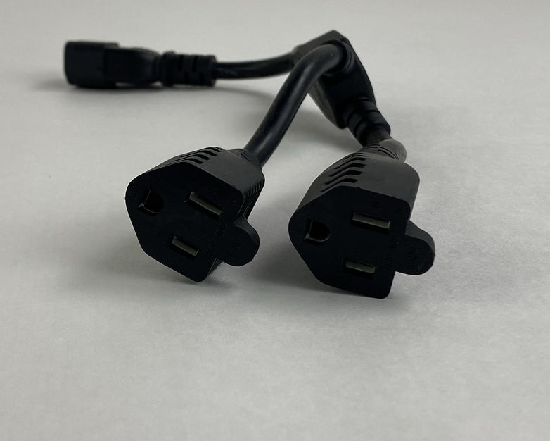 Power Cable Y w/ 3 Pin male to 2 3 Prong Female Lot of 2