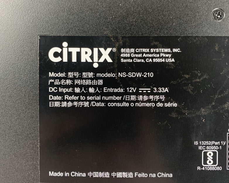 Citrix Systems NS-SDW-210 SD-WAN Tested Reset No Antenna No AC Adapter 3x Legs