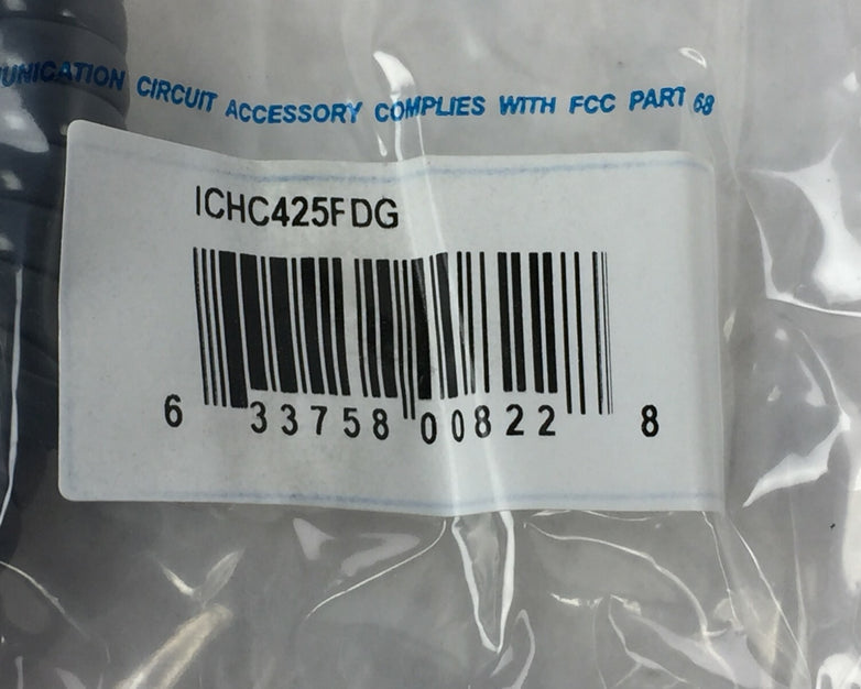 ICC Coiled Telephone Handset Cord 25' Dark Gray ICHC425FDG (Lot of 5)