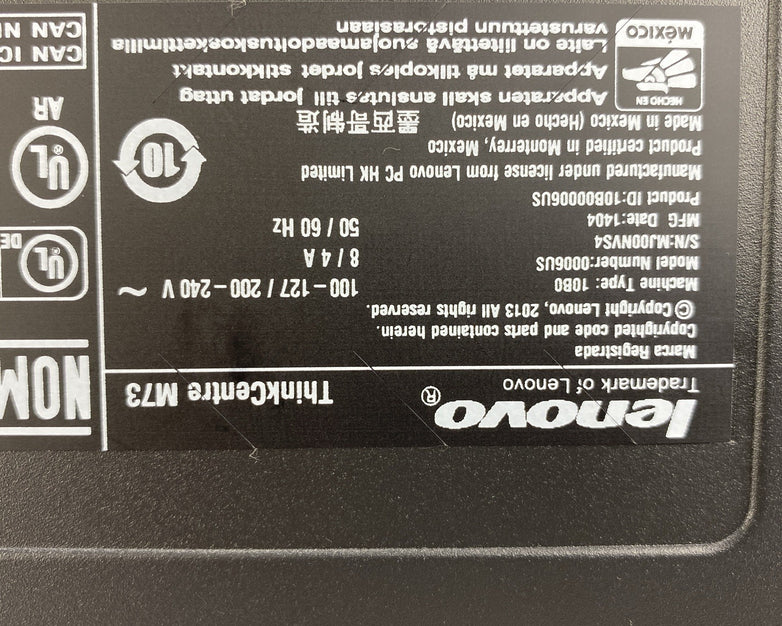 Lenovo ThinkCentre M73 MT Intel Core i3-4130 3.40GHz 8GB RAM No HDD No OS