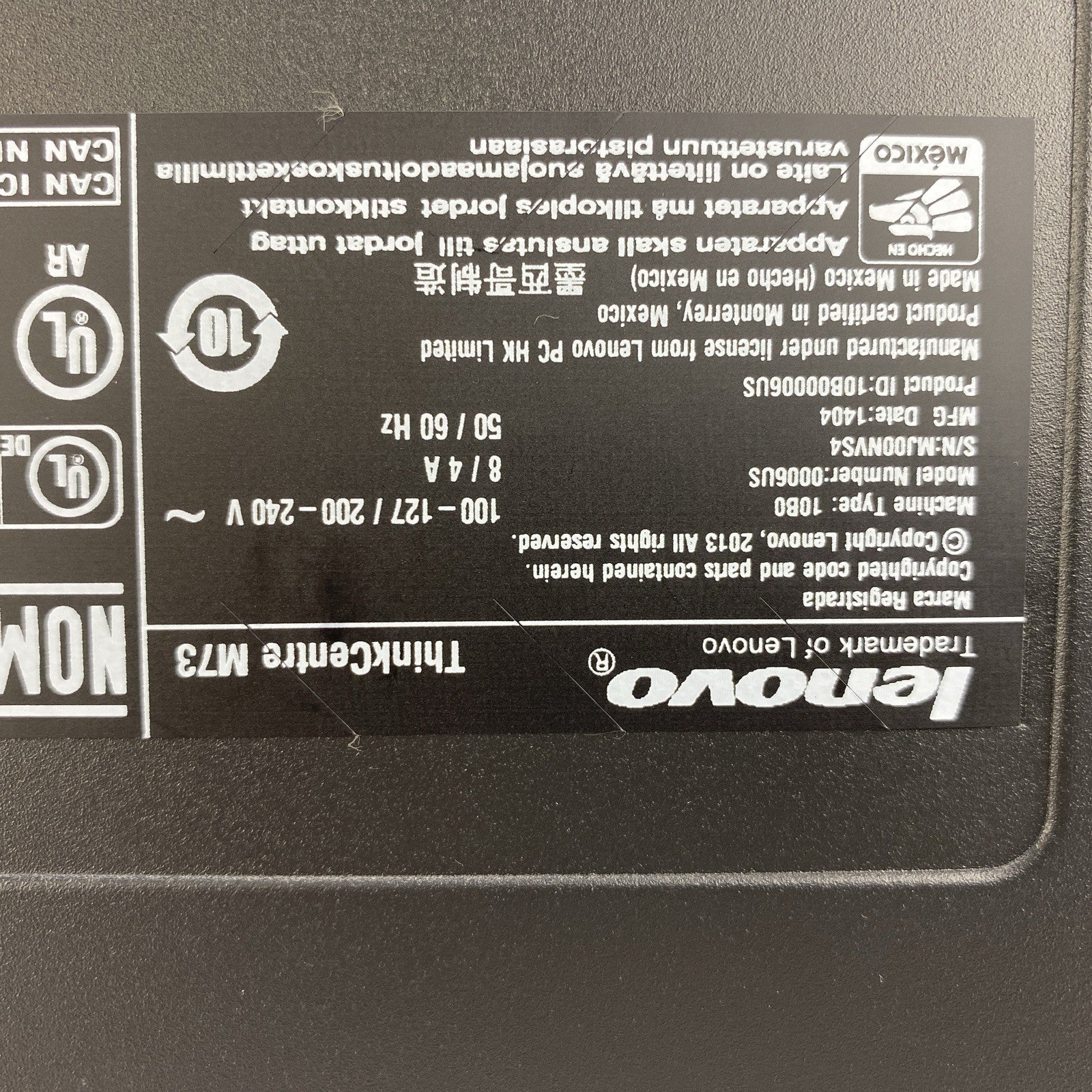 Lenovo ThinkCentre M73 MT Intel Core i3-4130 3.40GHz 8GB RAM No HDD No OS