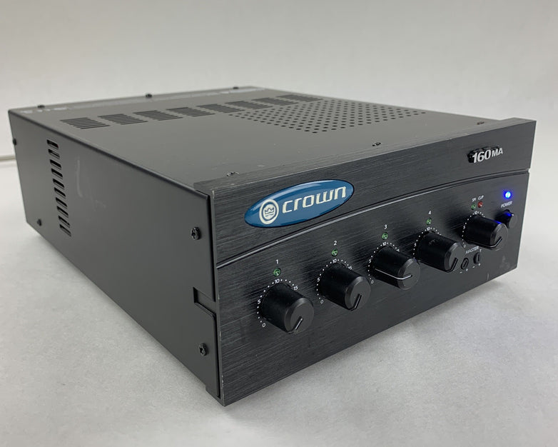 Crown 160MA Commercial Mixer Amplifier 4 Input 60W Ohm 1-2 Power Tested