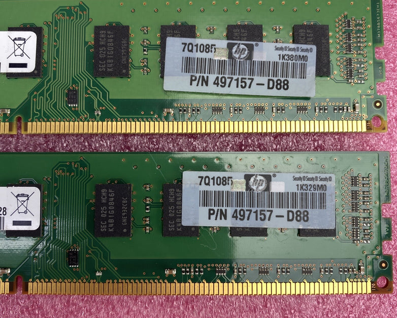 Lot of ( 2 ) 2GB Samsung M378B5673FH0-CH9 PC3-10600U DDR3-1333MHz 2Rx8 Non-ECC