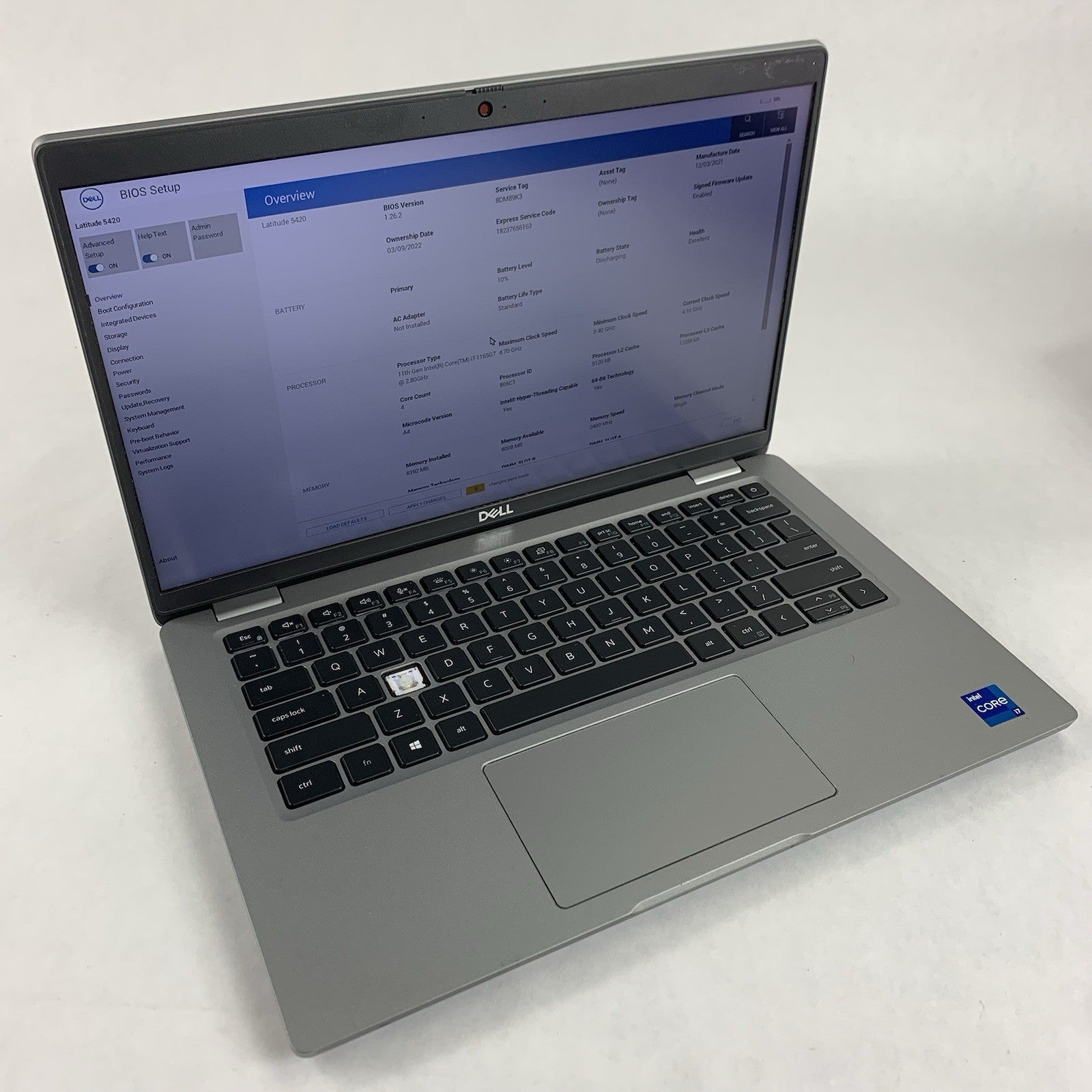 Dell Latitude 5420 14" Laptop i7-1165G7 2.8 GHz 8 GB Ram No OS/SSD/AC No S Key0