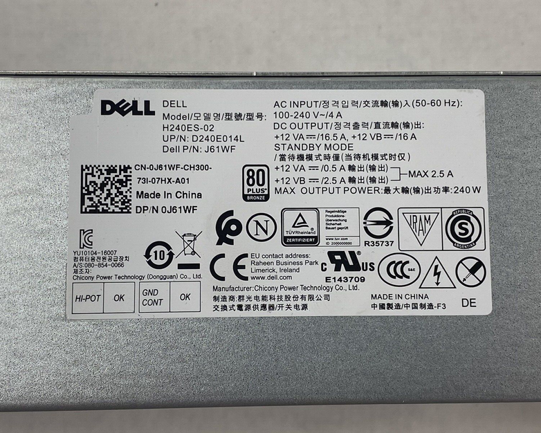 Dell H240ES-02 80 Plus Bronze 240W Power Supply